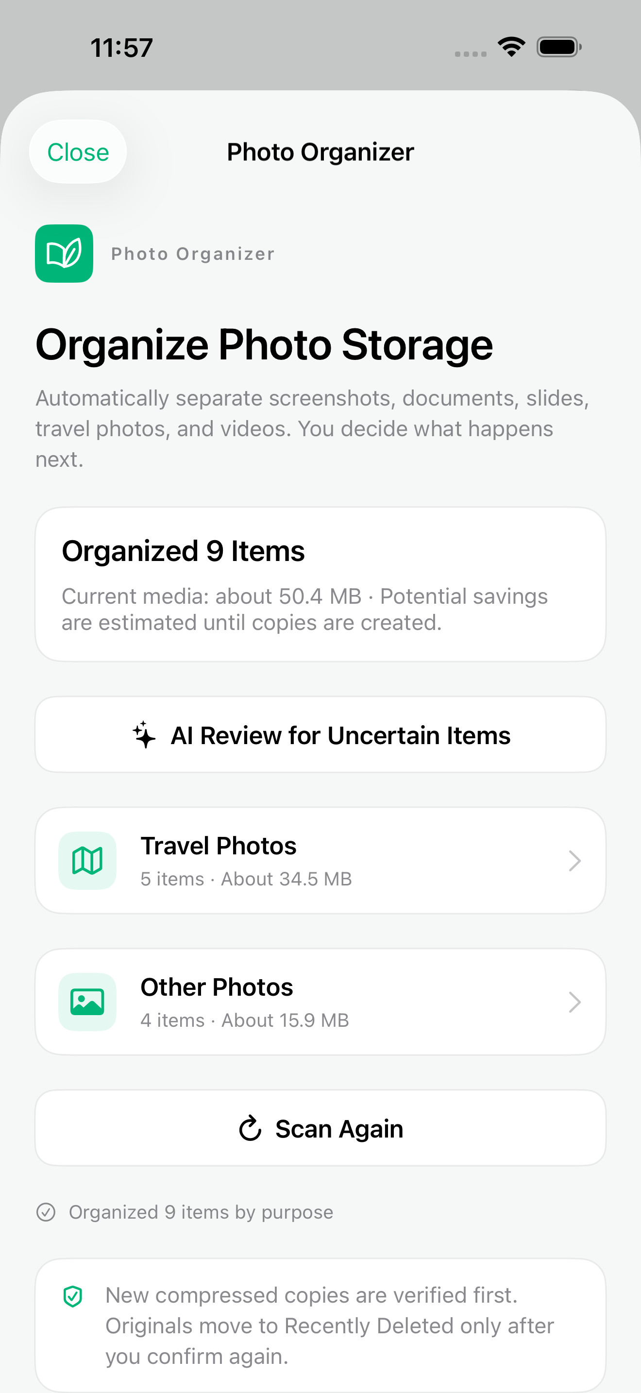 Roamleaf intelligent photo organizer